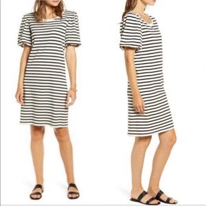 Women's Rachel Parcell Striped Puff Sleeve Knit
Dress Black Ivory XS
